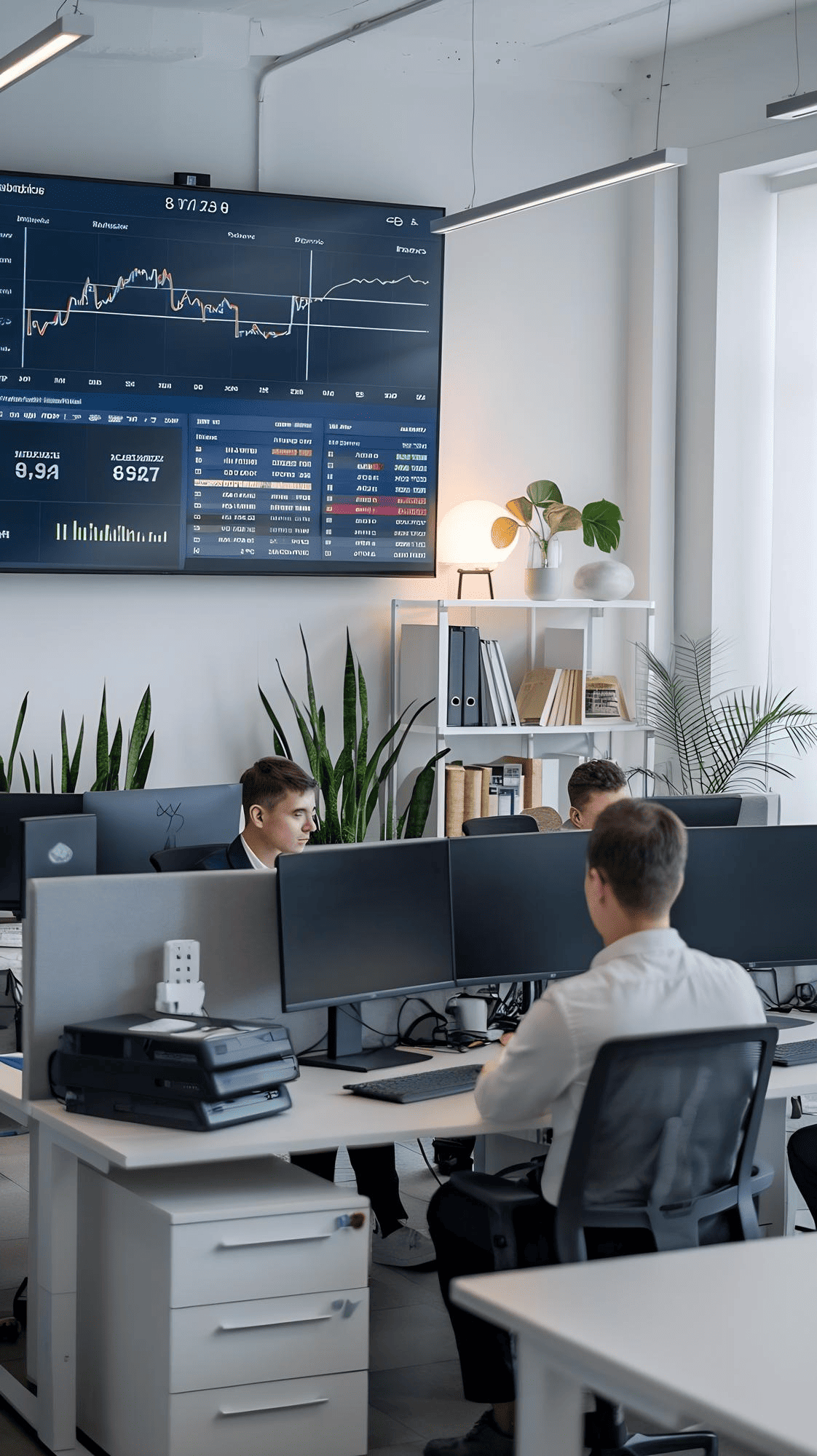 Professional workspace with charts